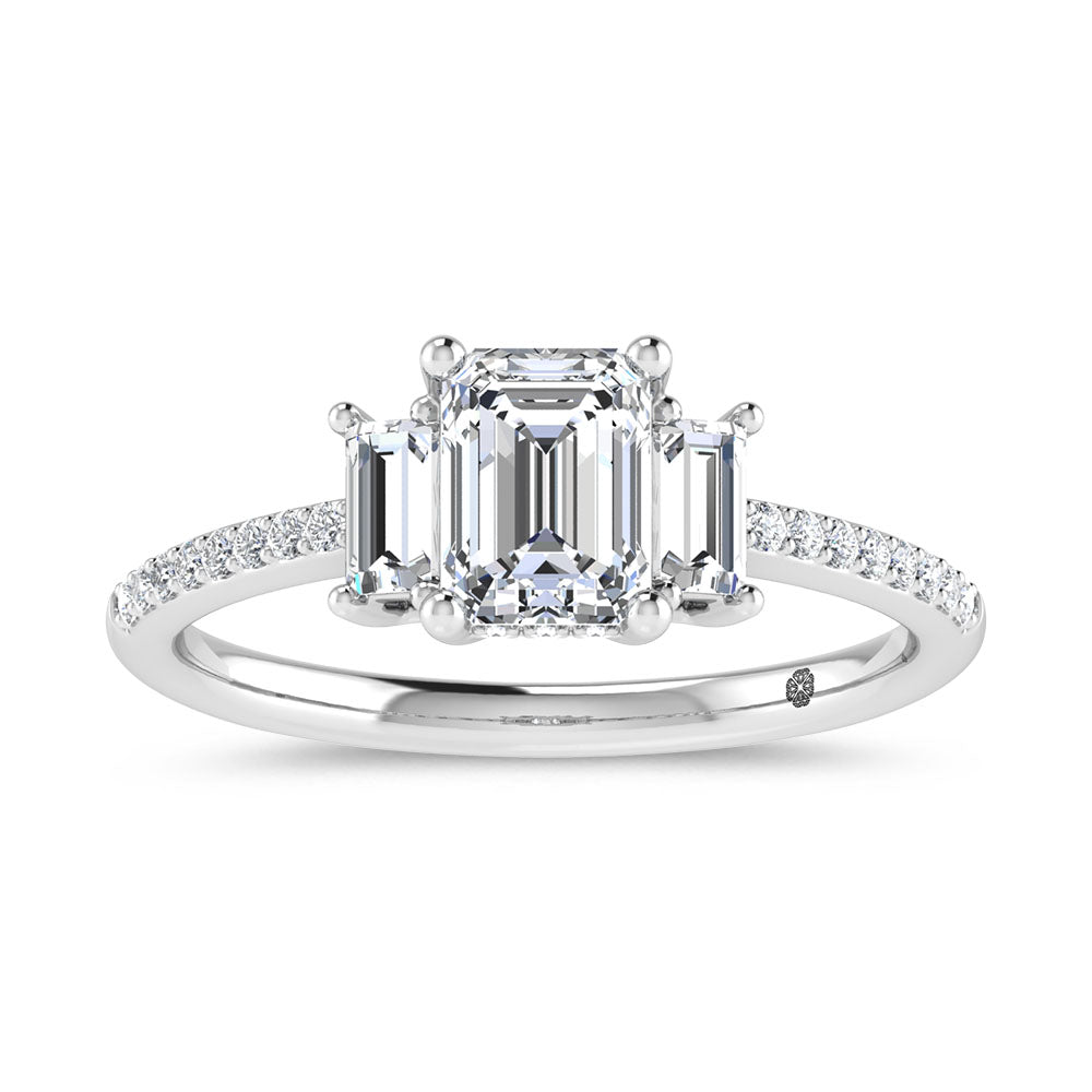 14K White Gold 1 1/4 Ct.Tw. Lab Grown Diamond Three Stone Engagement Ring