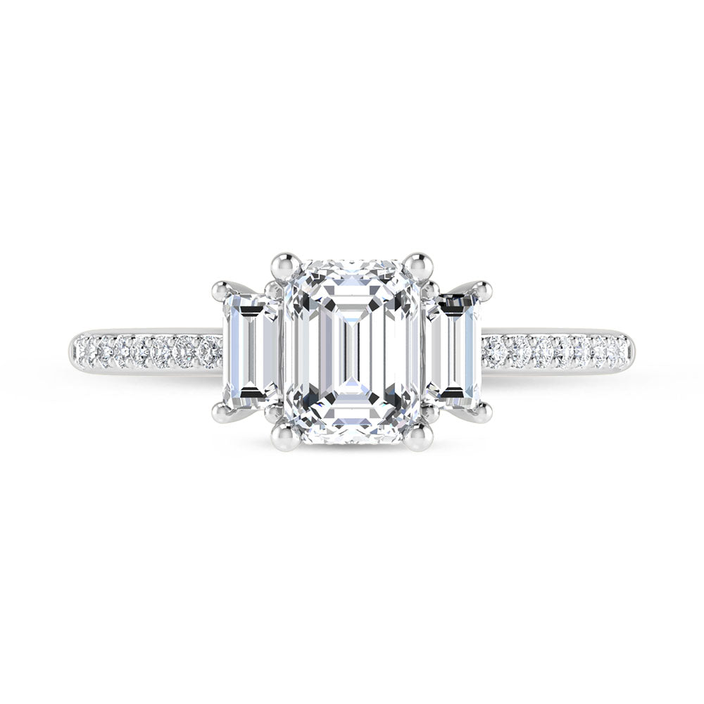 14K White Gold 1 1/4 Ct.Tw. Lab Grown Diamond Three Stone Engagement Ring