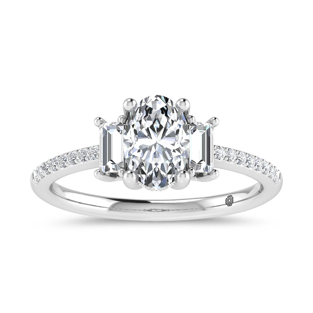 14K White Gold 1 1/4 Ct.Tw. Lab Grown Diamond Three Stone Engagement Ring