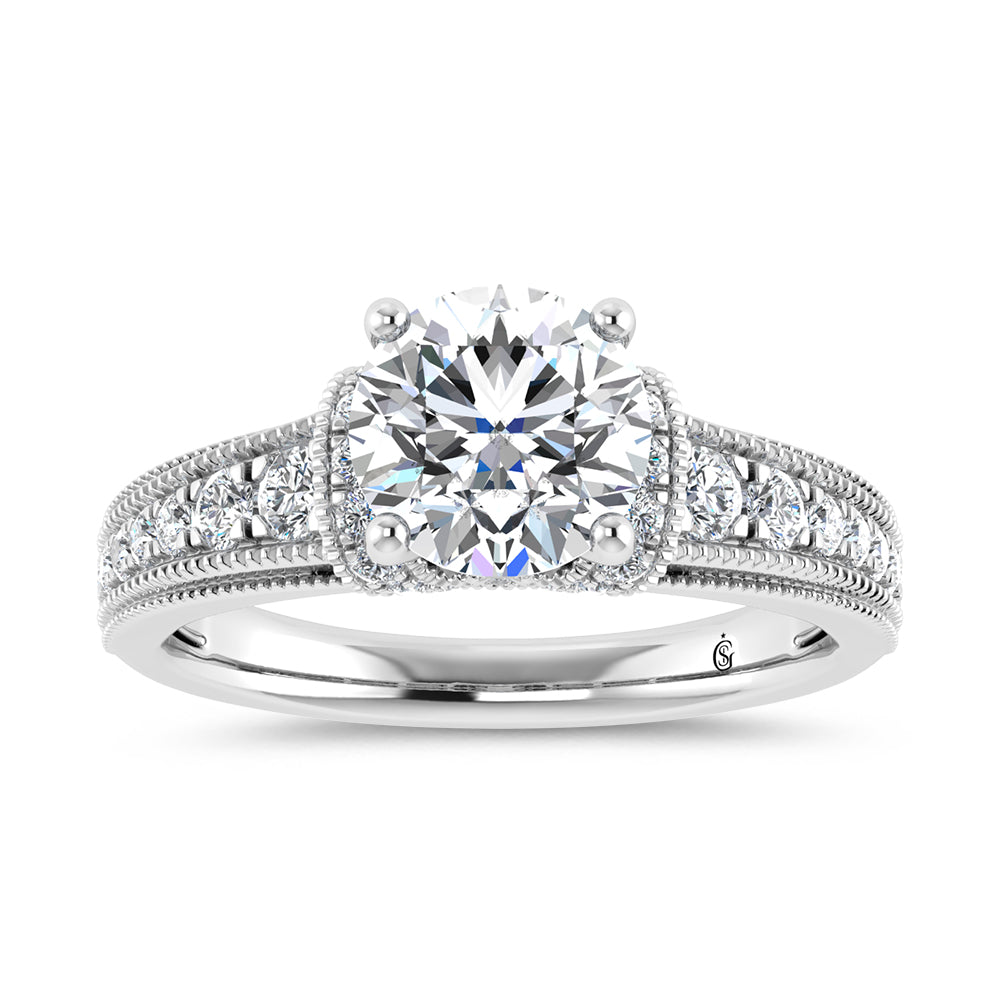 14K White Gold 2 1/2 Ct.Tw. Lab Grown Diamond Engagement Ring (IGI Certified Center 2ct)