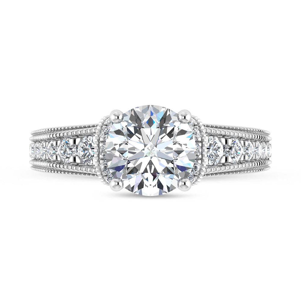 14K White Gold 2 1/2 Ct.Tw. Lab Grown Diamond Engagement Ring (IGI Certified Center 2ct)