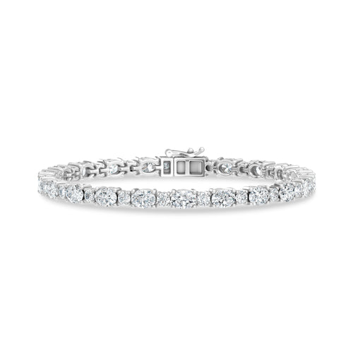 14K White Gold Lab Grown Diamond 10 Ct.Tw. Oavl and Round Fancy Bracelet