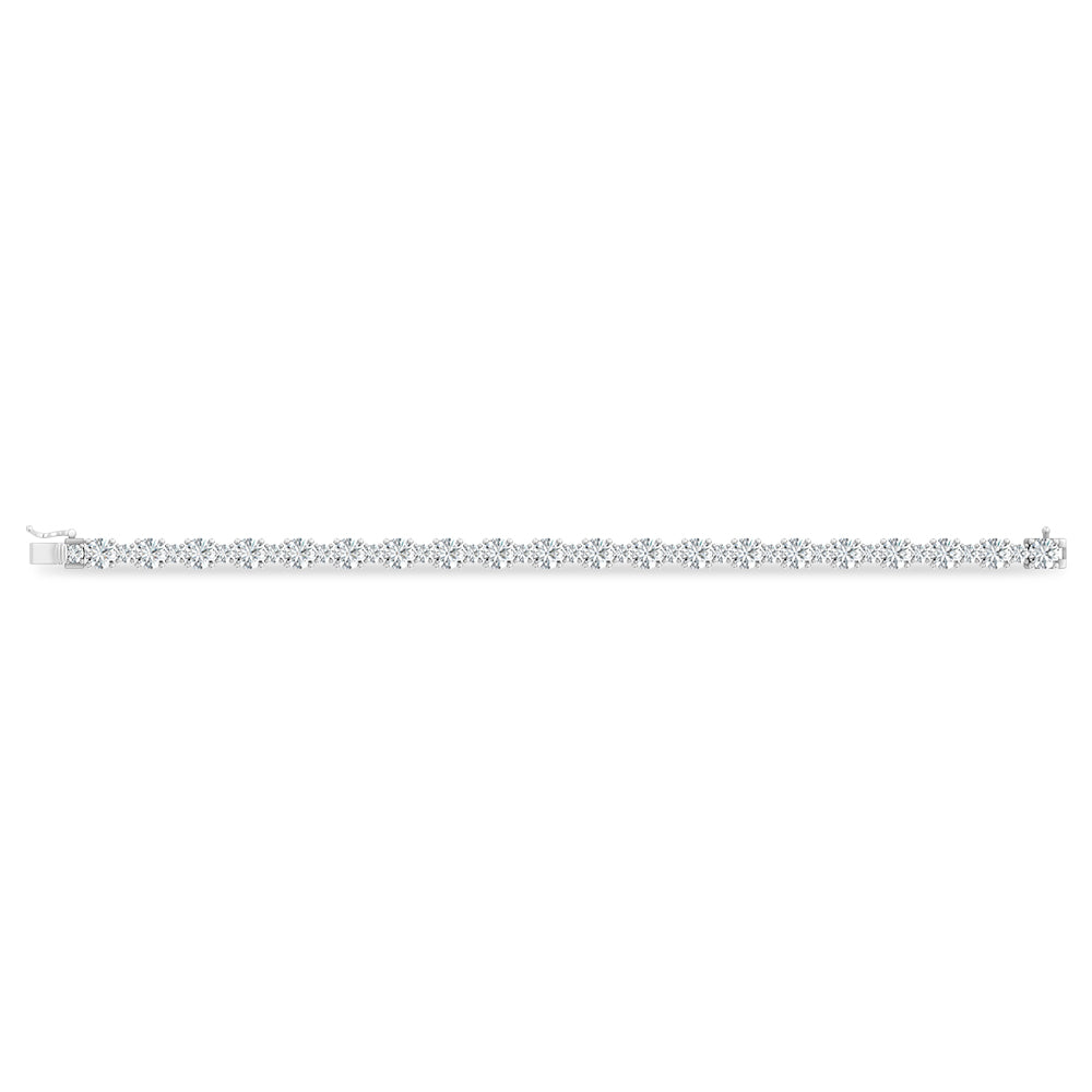 Handcrafted 14k White Gold bracelet, set with 12.25 CTW lab grown diamond, side profile view.