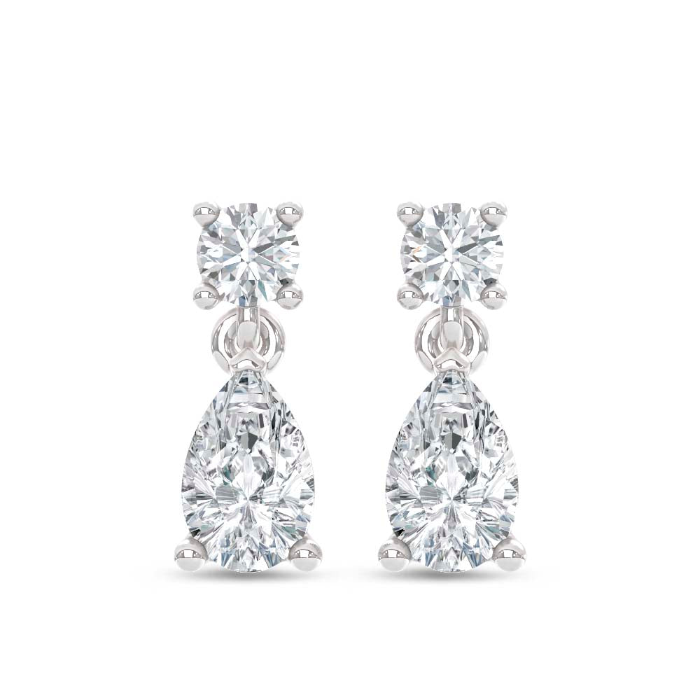 14k White Gold earring, showcasing 4 CT lab-grown diamond, with round-cut stones, close-up detail shot | Picasso Gold & Diamond Jewelry.