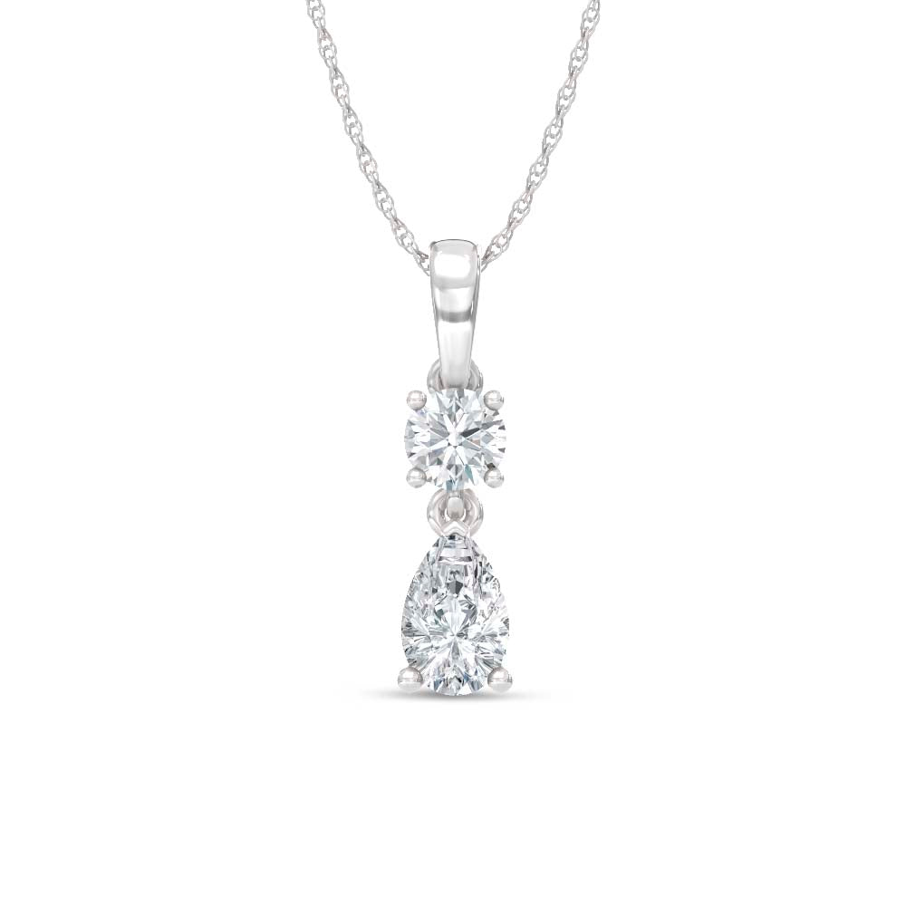 14K White Gold Lab Grown Diamond  1/2 Ct.Tw. Round and Pear Fashion Pendant