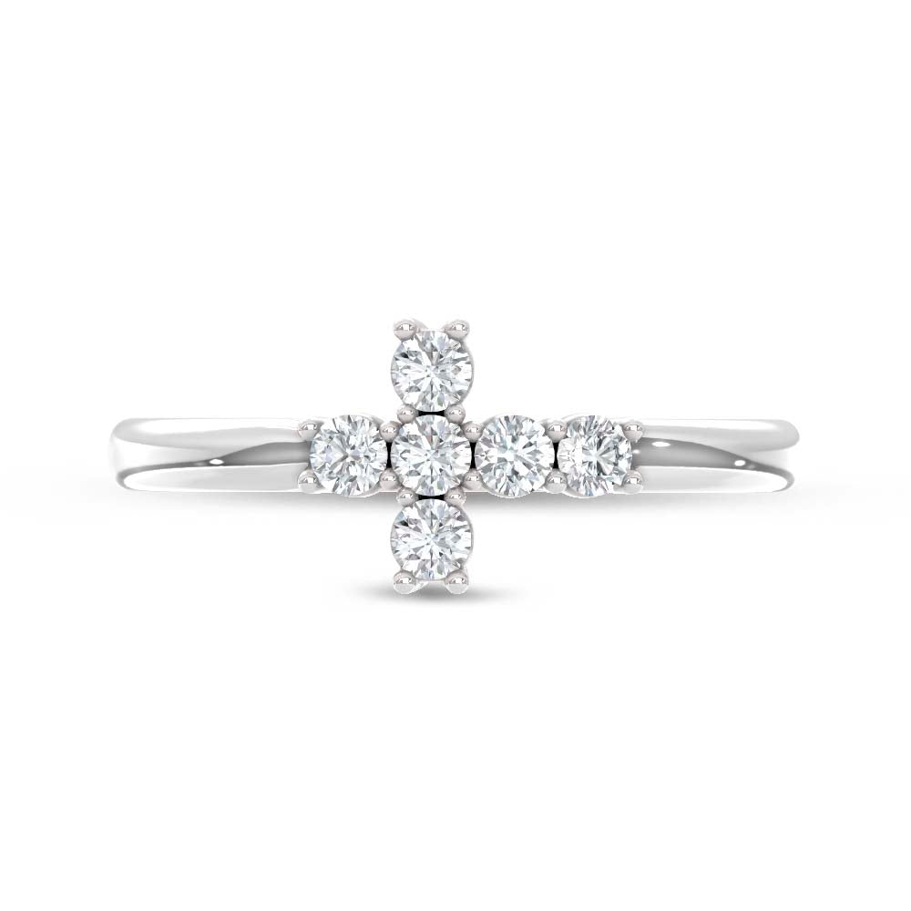 10K White Gold Lab Grown Diamond  1/4 Ct.Tw. Cross Ring