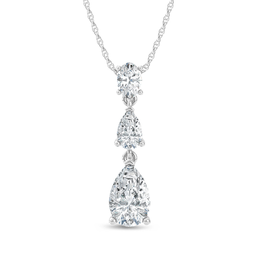 14K White Gold Lab Grown Diamond 1 1/2 Ct.Tw. Oval and Pear Shape Fashion Pendant  Picasso Gold & Diamond Jewelry
