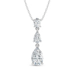 14K White Gold Lab Grown Diamond 1 1/2 Ct.Tw. Oval and Pear Shape Fashion Pendant  Picasso Gold & Diamond Jewelry
