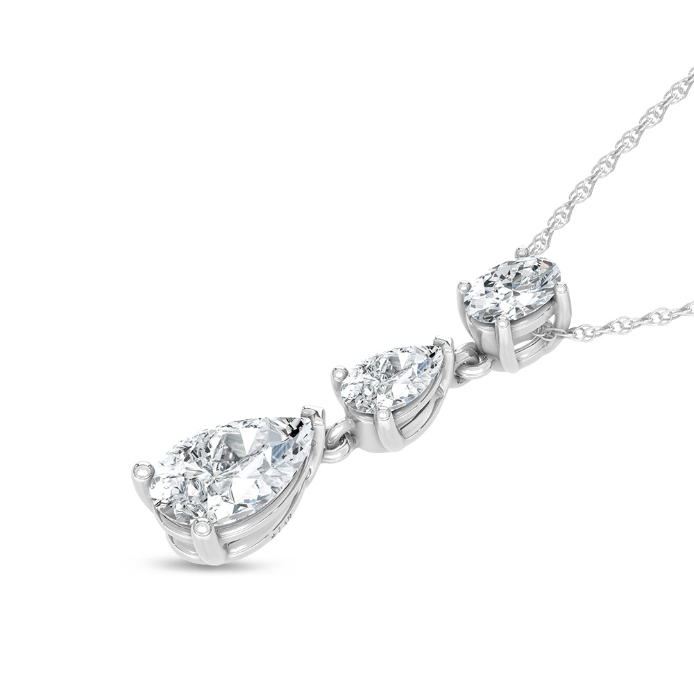 14K White Gold Lab Grown Diamond 1 1/2 Ct.Tw. Oval and Pear Shape Fashion Pendant  Picasso Gold & Diamond Jewelry