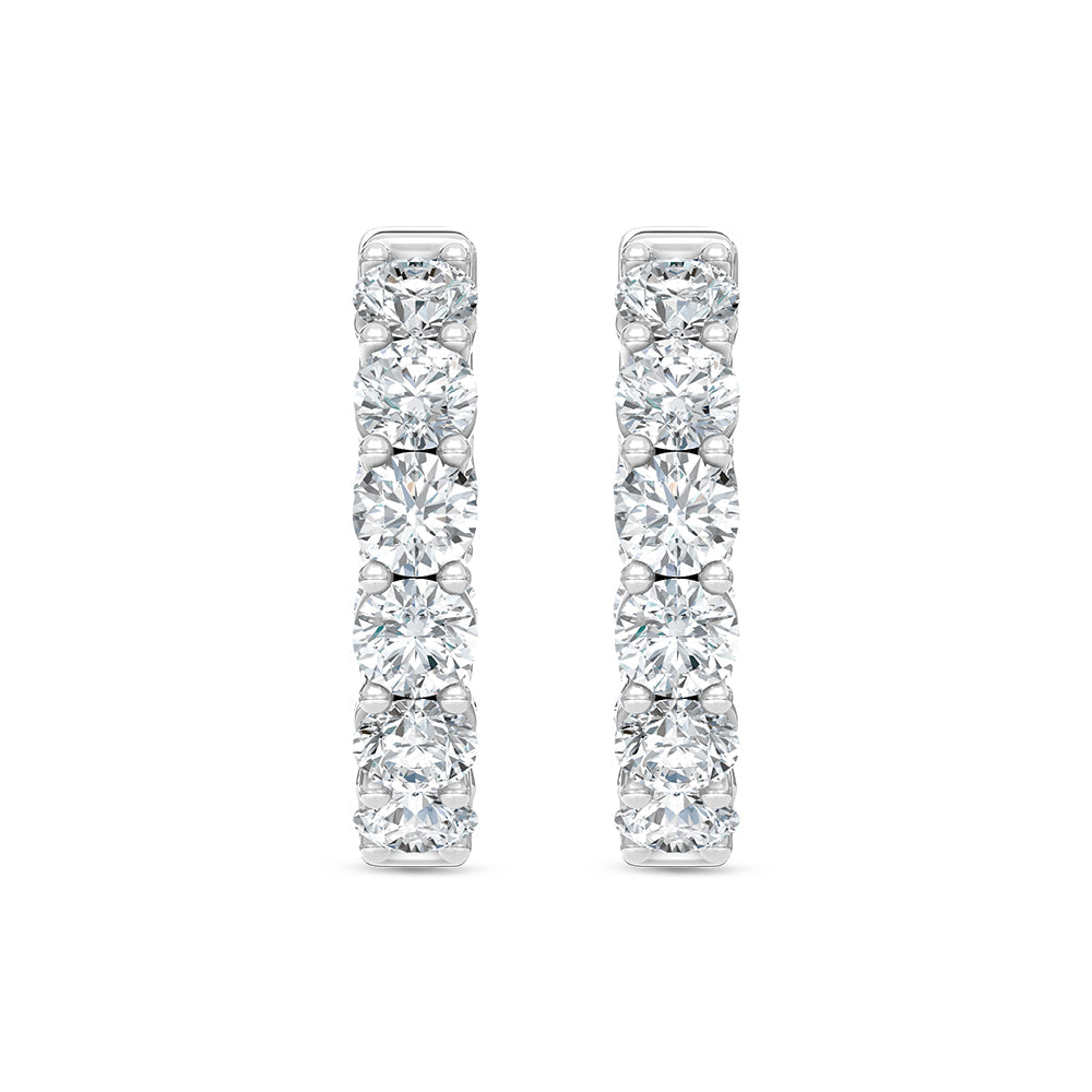 14K White Gold Lab Grown Round Diamond 3 Ct.Tw. In and Out Hoop Earrings  Picasso Gold & Diamond Jewelry