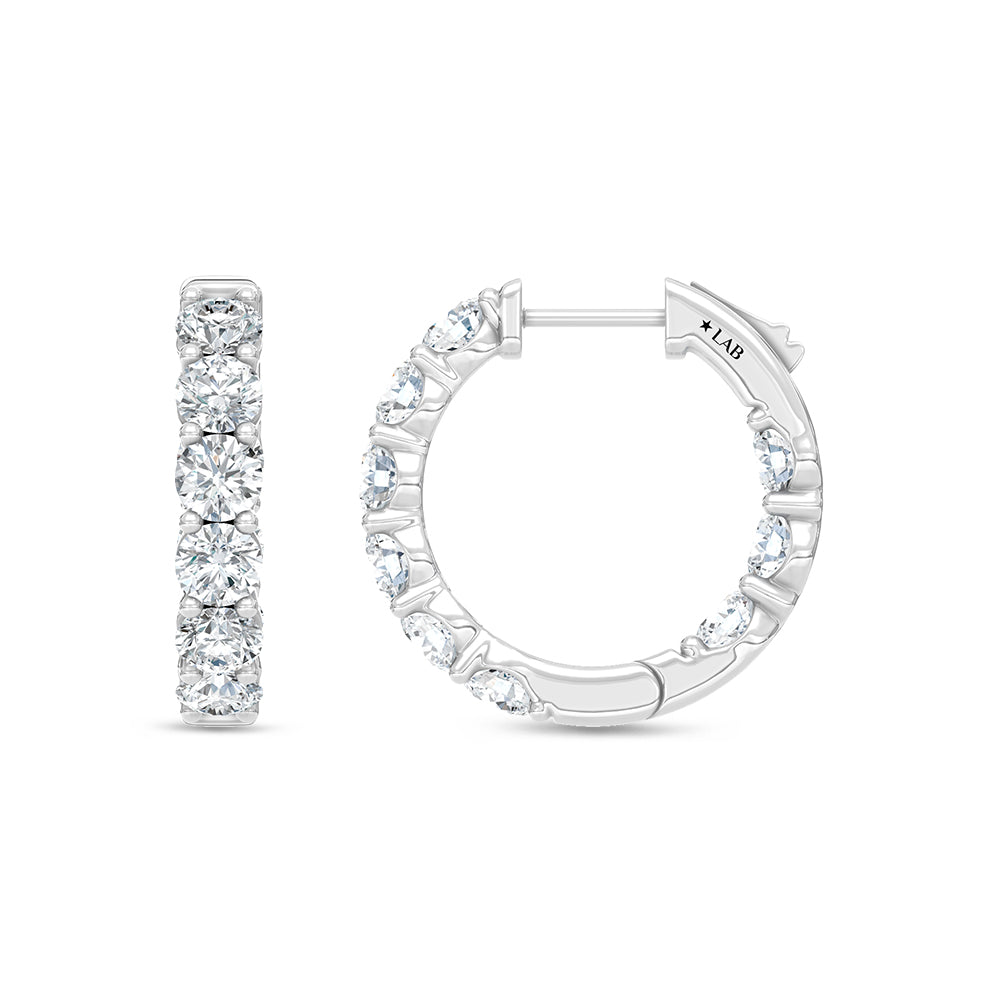 14K White Gold Lab Grown Round Diamond 3 Ct.Tw. In and Out Hoop Earrings  Picasso Gold & Diamond Jewelry