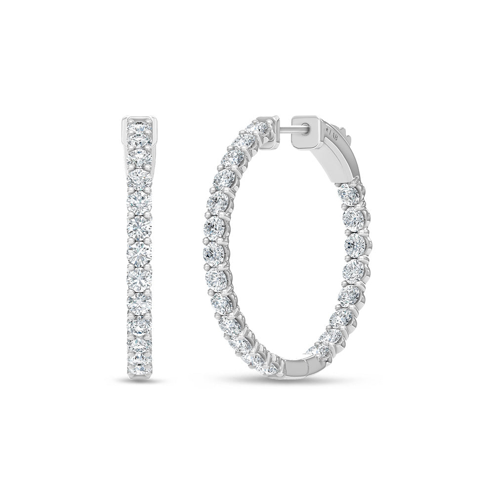 14K White Gold Lab Grown Round Diamond 1 Ct.Tw. In and Out Hoop Earrings  Picasso Gold & Diamond Jewelry