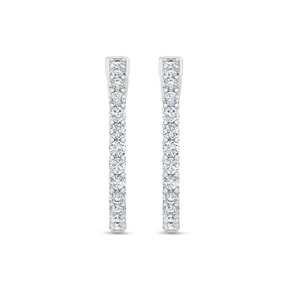 14K White Gold Lab Grown Round Diamond 2 Ct.Tw. In and Out Hoop Earrings  Picasso Gold & Diamond Jewelry