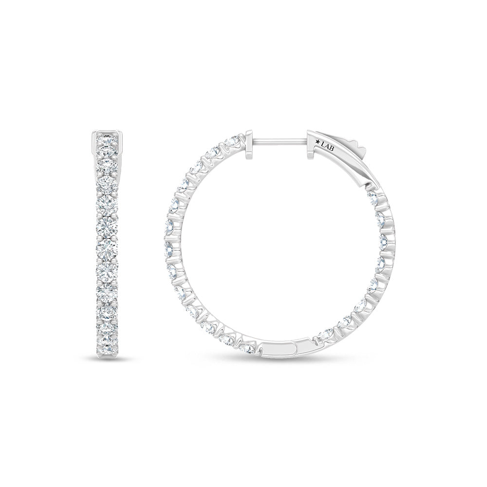 14K White Gold Lab Grown Round Diamond 2 Ct.Tw. In and Out Hoop Earrings  Picasso Gold & Diamond Jewelry