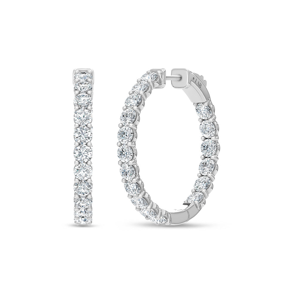 14K White Gold Lab Grown Round Diamond 3 Ct.Tw. In and Out Hoop Earrings  Picasso Gold & Diamond Jewelry