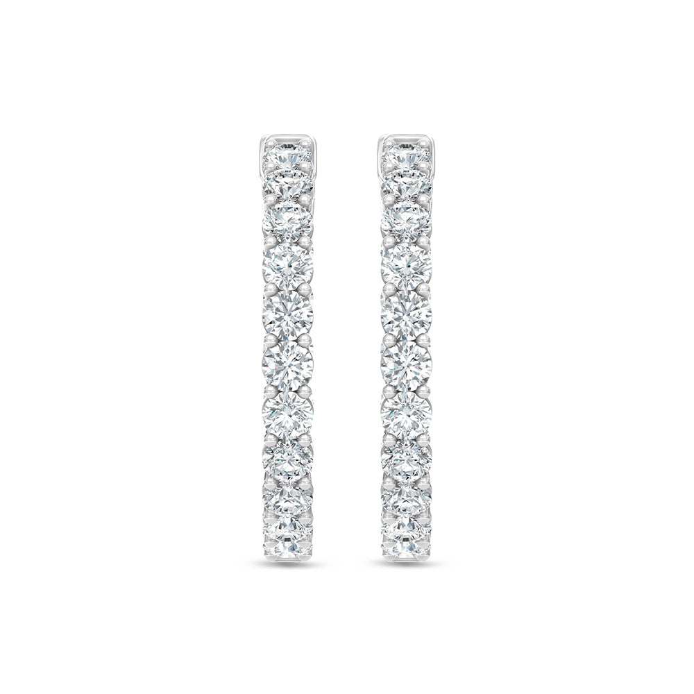 14K White Gold Lab Grown Round Diamond 3 Ct.Tw. In and Out Hoop Earrings  Picasso Gold & Diamond Jewelry
