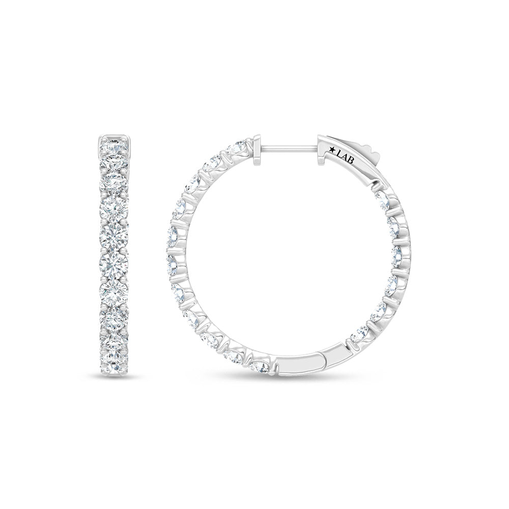 14K White Gold Lab Grown Round Diamond 3 Ct.Tw. In and Out Hoop Earrings  Picasso Gold & Diamond Jewelry