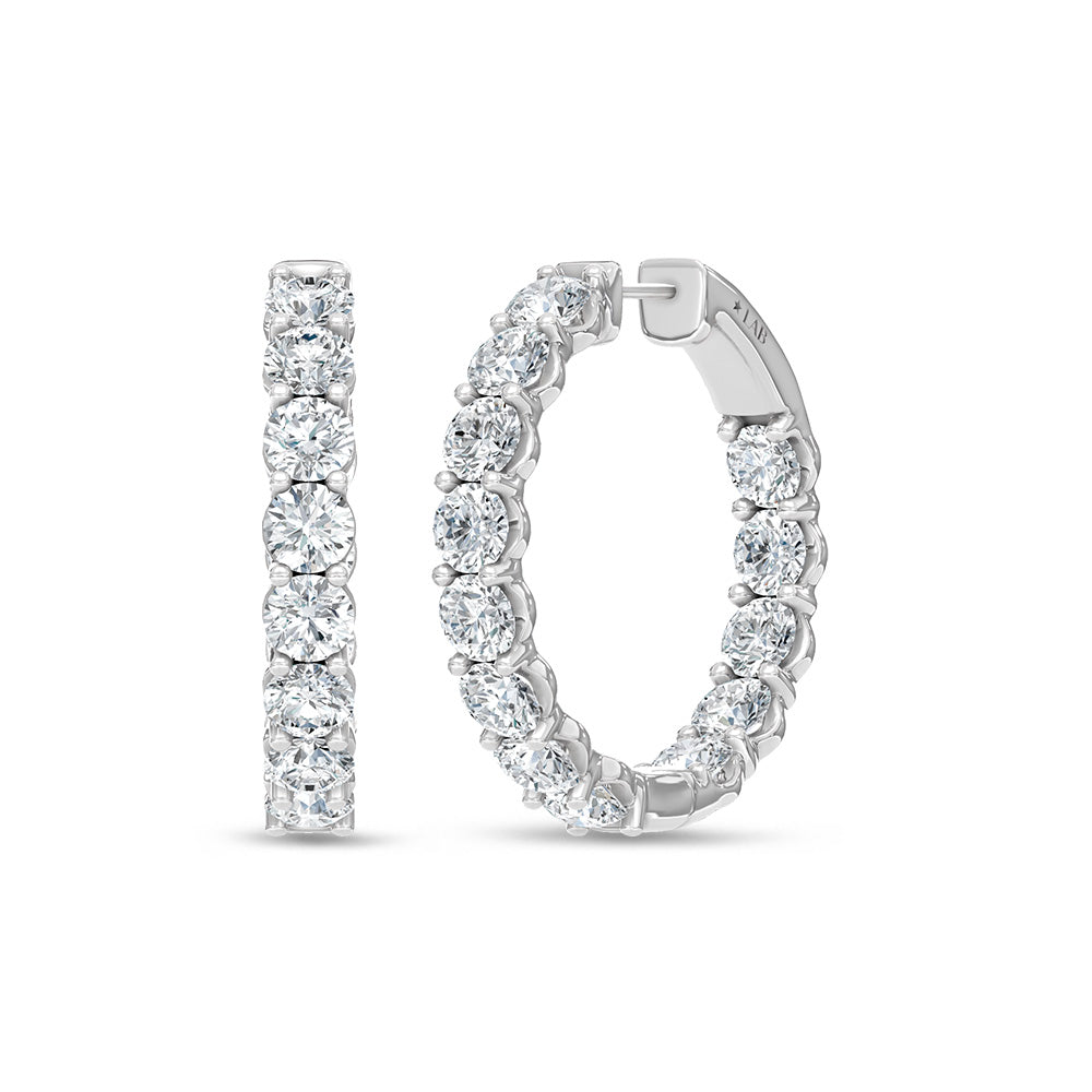 14K White Gold Lab Grown Round Diamond 5 Ct.Tw. In and Out Hoop Earrings  Picasso Gold & Diamond Jewelry