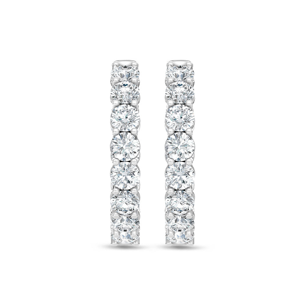 14K White Gold Lab Grown Round Diamond 5 Ct.Tw. In and Out Hoop Earrings  Picasso Gold & Diamond Jewelry