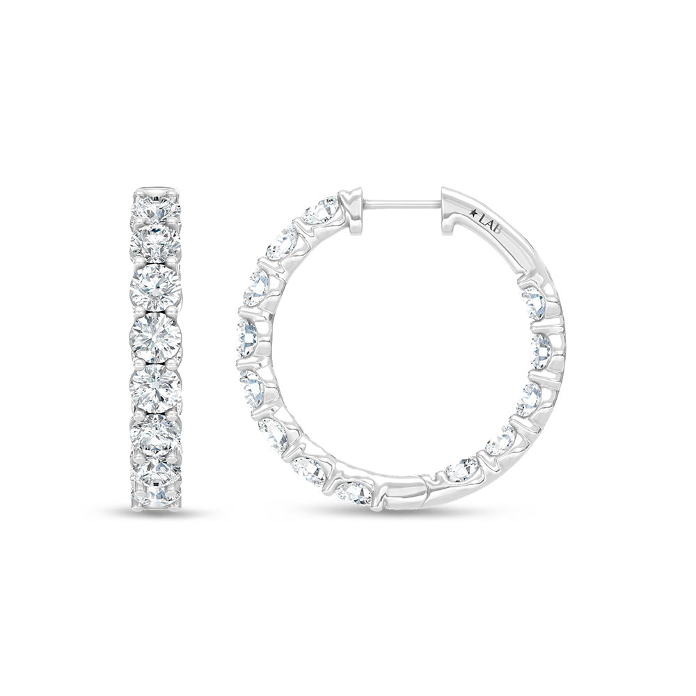 14K White Gold Lab Grown Round Diamond 5 Ct.Tw. In and Out Hoop Earrings  Picasso Gold & Diamond Jewelry