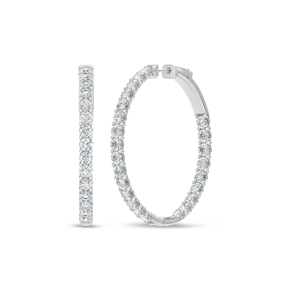 14K White Gold Lab Grown Round Diamond 5 Ct.Tw. In and Out Hoop Earrings  Picasso Gold & Diamond Jewelry