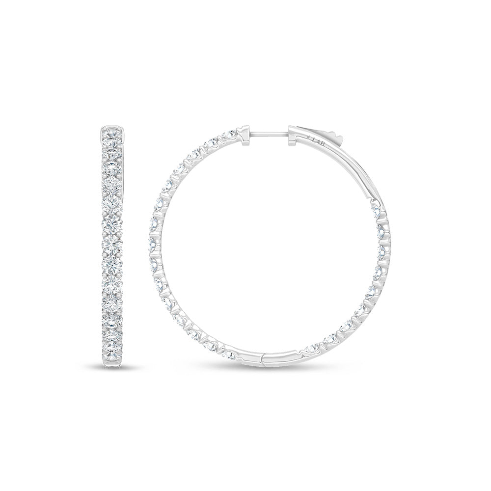 14K White Gold Lab Grown Round Diamond 6 Ct.Tw. In and Out Hoop Earrings  Picasso Gold & Diamond Jewelry