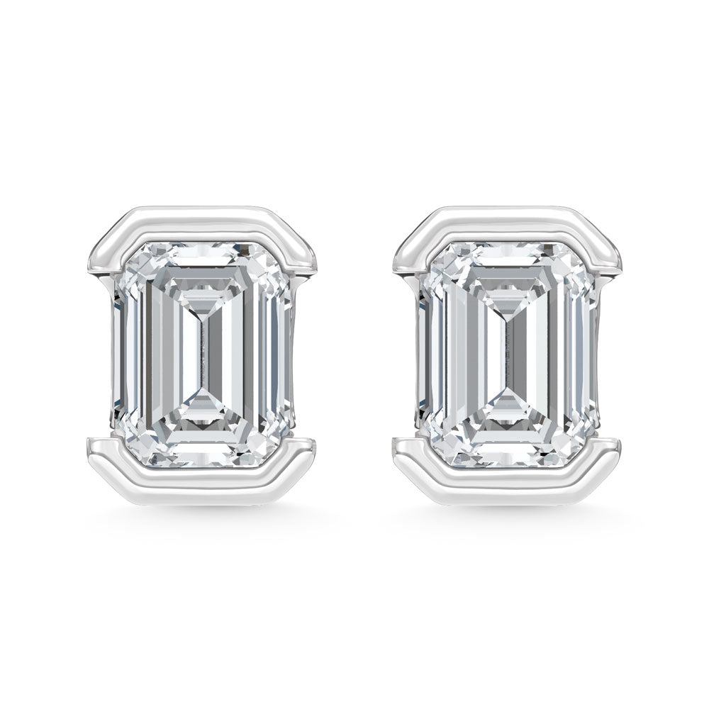 14K White Gold Lab Grown Diamond 1/2 Ct.Tw. Emerald Stud Earrings  Picasso Gold & Diamond Jewelry