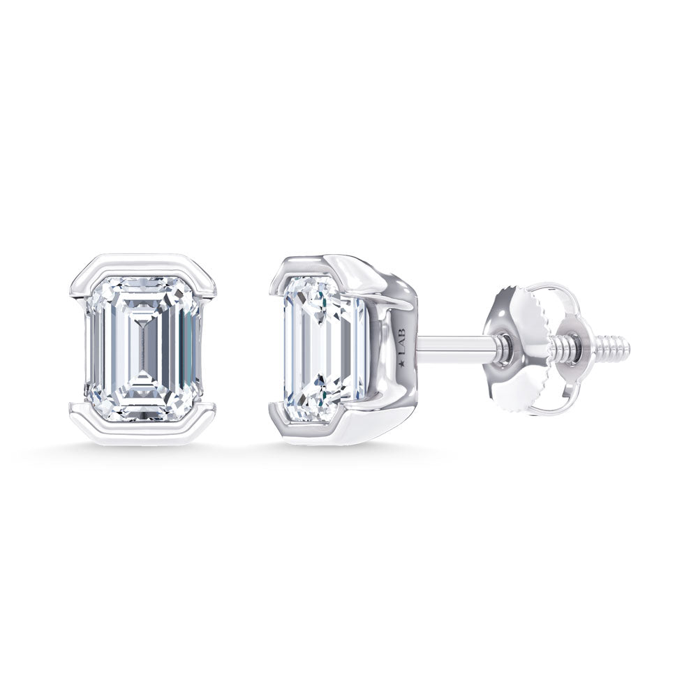 14K White Gold Lab Grown Diamond 1/2 Ct.Tw. Emerald Stud Earrings  Picasso Gold & Diamond Jewelry