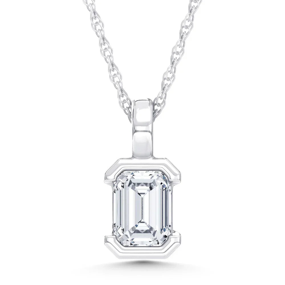 14K White Gold Lab Grown Diamond 1/3 Ct.Tw. Emerald Pendant  Picasso Gold & Diamond Jewelry