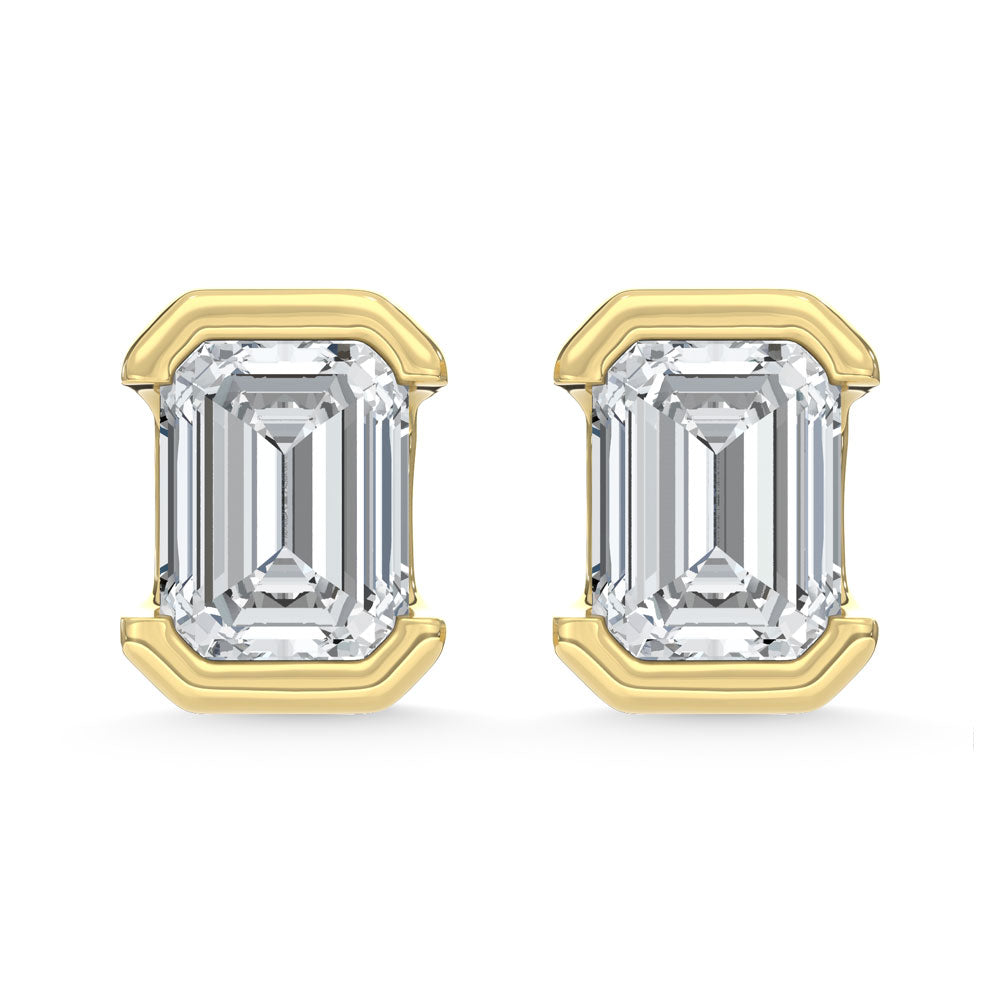 14K Yellow Gold Lab Grown Diamond 1/2 Ct.Tw. Emerald Stud Earrings  Picasso Gold & Diamond Jewelry