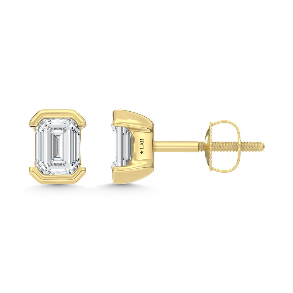 14K Yellow Gold Lab Grown Diamond 1/2 Ct.Tw. Emerald Stud Earrings  Picasso Gold & Diamond Jewelry