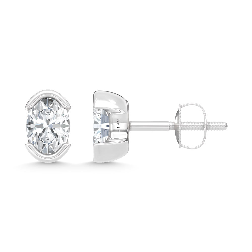 14K White Gold Lab Grown Diamond 1/2 Ct.Tw. Oval Stud Earrings  Picasso Gold & Diamond Jewelry