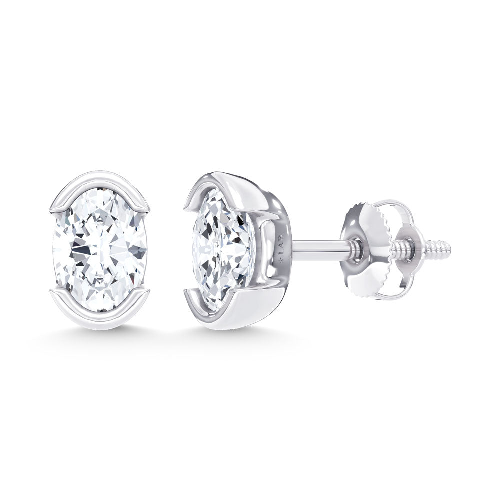 14K White Gold Lab Grown Diamond 1/2 Ct.Tw. Oval Stud Earrings  Picasso Gold & Diamond Jewelry