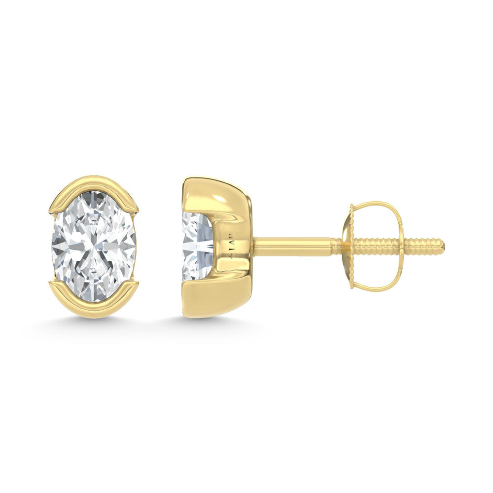 14K Yellow Gold Lab Grown Diamond 1/2 Ct.Tw. Oval Stud Earrings  Picasso Gold & Diamond Jewelry