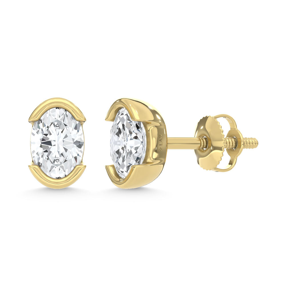 14K Yellow Gold Lab Grown Diamond 1/2 Ct.Tw. Oval Stud Earrings  Picasso Gold & Diamond Jewelry