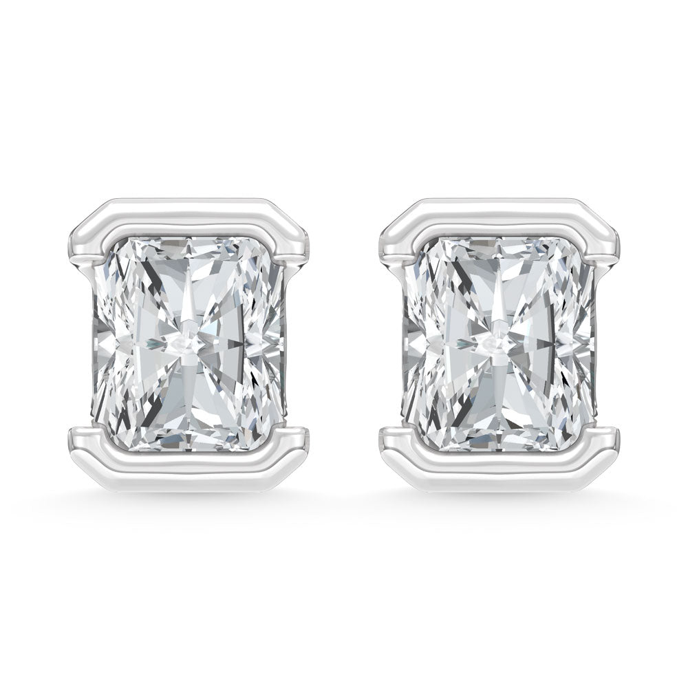 14K White Gold Lab Grown Diamond 1/2 Ct.Tw. Radiant Stud Earrings  Picasso Gold & Diamond Jewelry