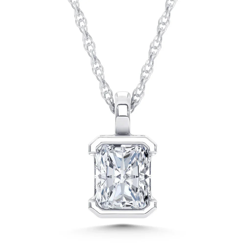 14K White Gold Lab Grown Diamond 1/2 Ct.Tw. Radiant Pendant  Picasso Gold & Diamond Jewelry