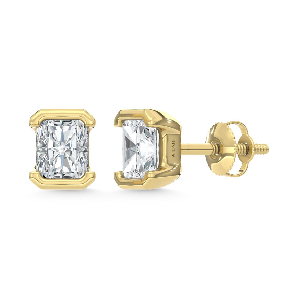 14K Yellow Gold Lab Grown Diamond 1/2 Ct.Tw. Radiant Stud Earrings  Picasso Gold & Diamond Jewelry