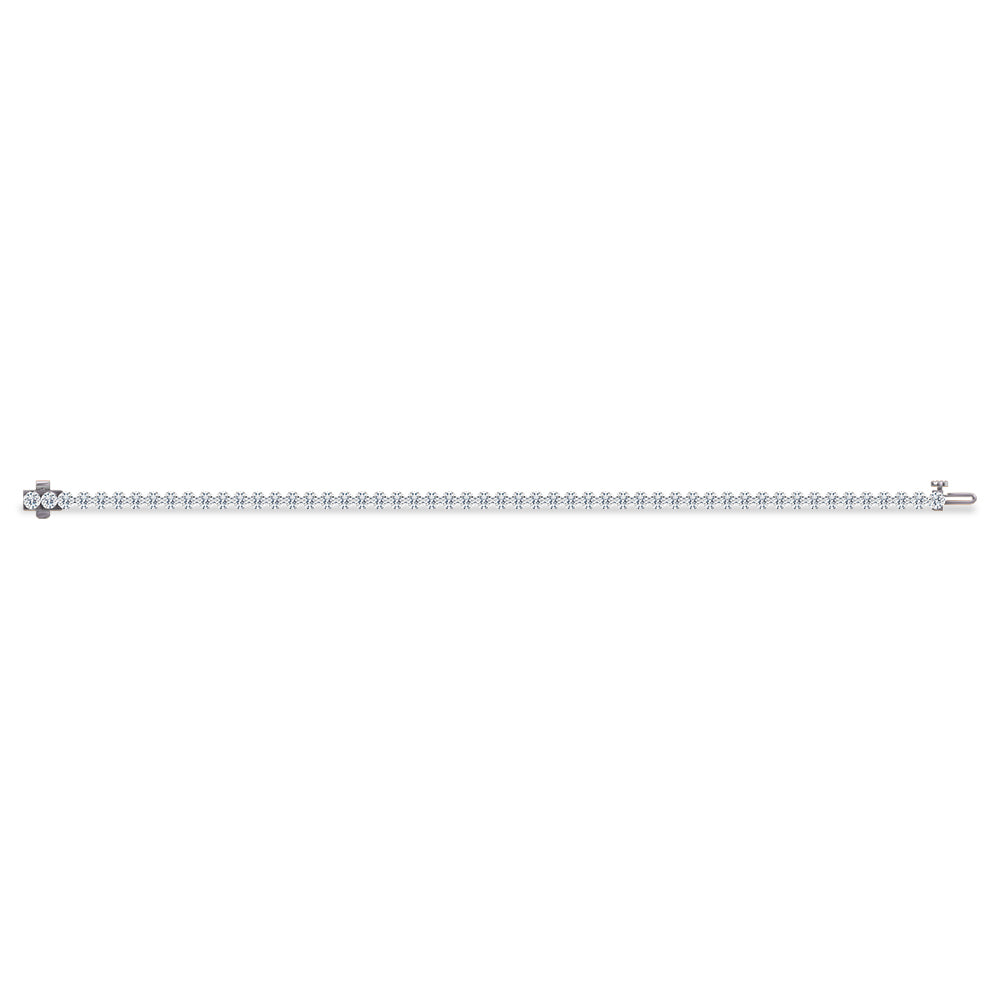 Classic 14k White Gold tennis bracelet, featuring 8.1 CTW lab grown diamond, side profile view.