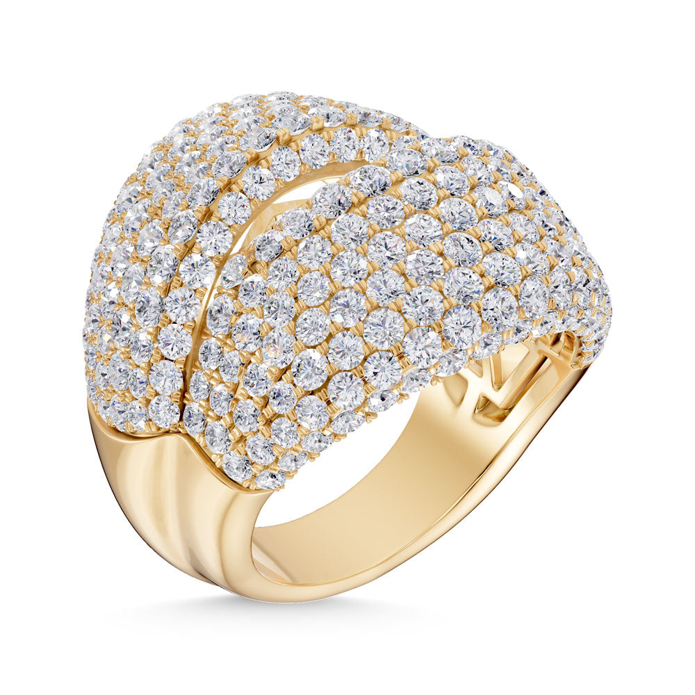 14K Yellow Gold Lab Grown Diamond 3 7/8 ct. tw. Fashion Ring, top view of the diamonds