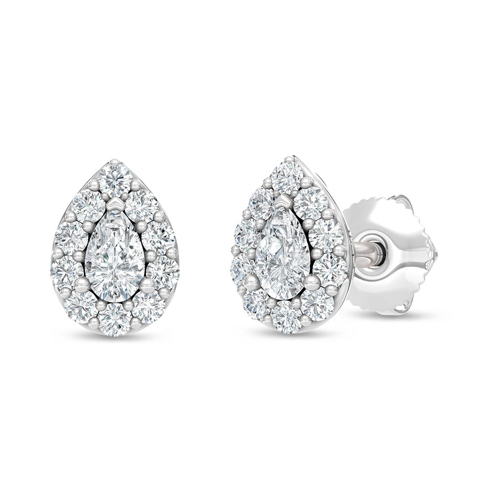 10K White Gold Lab Grown Pear and Round Diamond 1/3 Ct.Tw. Stud Earrings  Picasso Gold & Diamond Jewelry