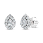 10K White Gold Lab Grown Pear and Round Diamond 1/3 Ct.Tw. Stud Earrings  Picasso Gold & Diamond Jewelry