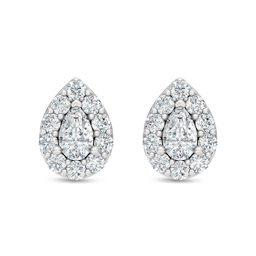 10K White Gold Lab Grown Pear and Round Diamond 1/3 Ct.Tw. Stud Earrings  Picasso Gold & Diamond Jewelry