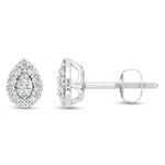 10K White Gold Lab Grown Pear and Round Diamond 1/3 Ct.Tw. Stud Earrings  Picasso Gold & Diamond Jewelry