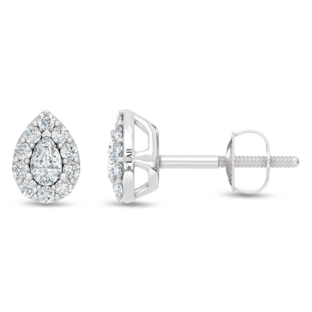 10K White Gold Lab Grown Pear and Round Diamond 1/3 Ct.Tw. Stud Earrings  Picasso Gold & Diamond Jewelry