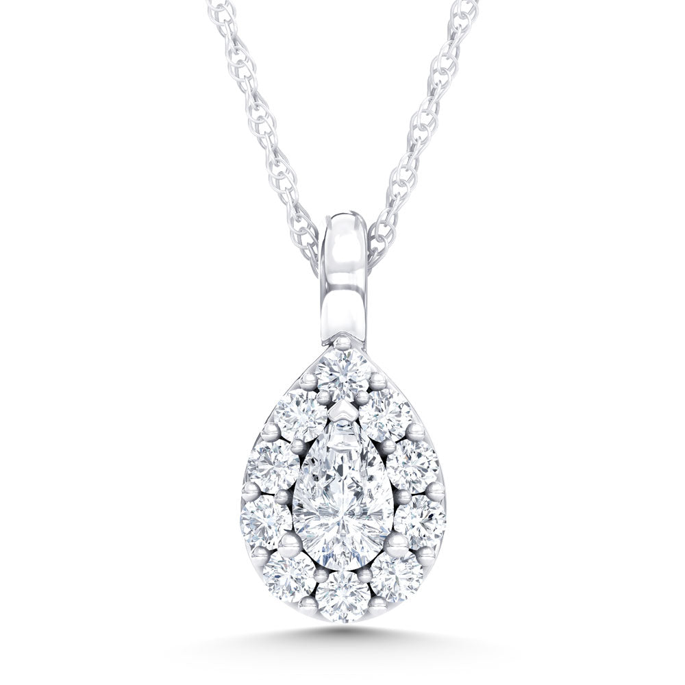 10K White Gold Lab Grown Diamond 1/4 Ct.Tw. Pear Pendant  Picasso Gold & Diamond Jewelry
