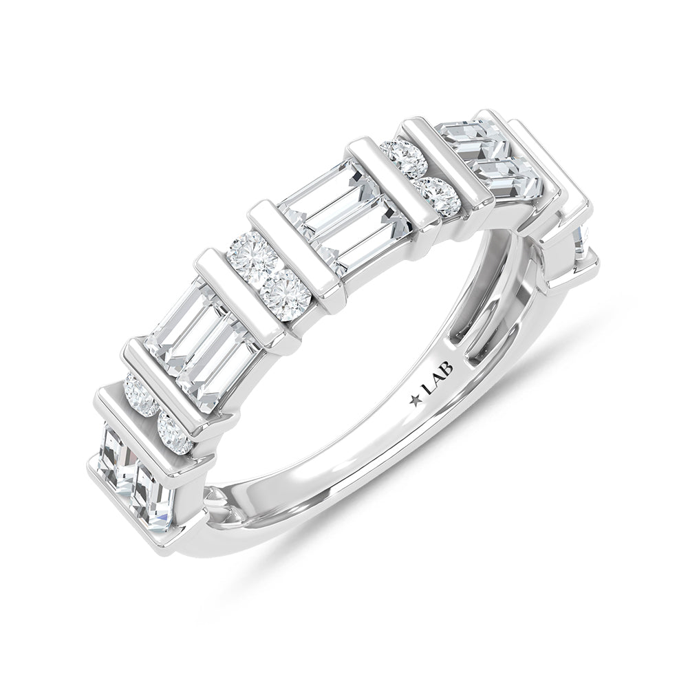 Lab-grown diamond 1/2 Ct. fashion band in 14K White Gold, detail view.