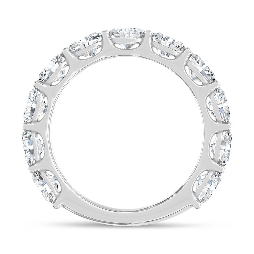 14K White Gold Lab Grown Diamond 2 1/5 ct. tw. Oval Shape East West Wedding Band, close-up of the diamond setting