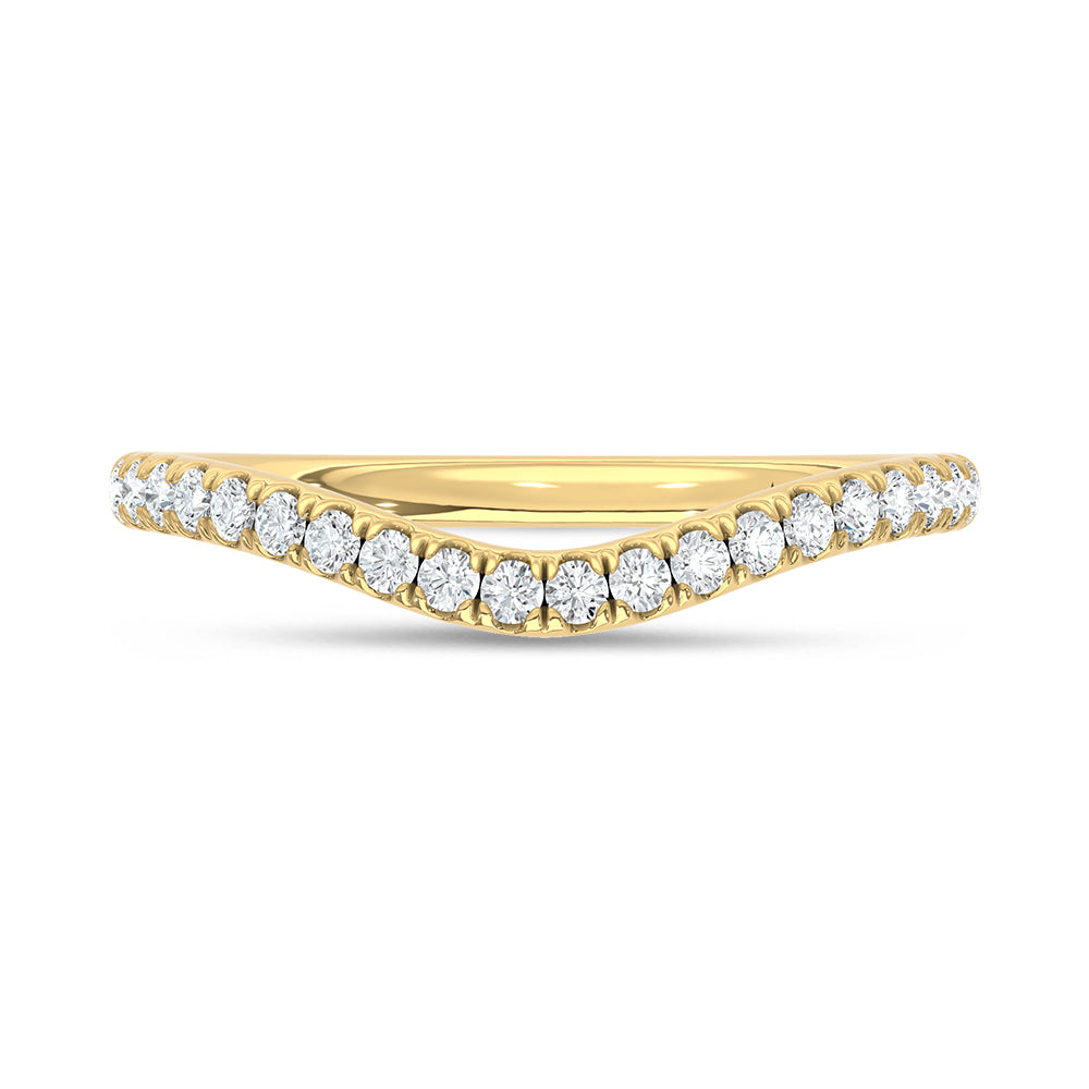 14K Yellow Gold Lab Grown Diamond 1/6 ct. tw. Chevron Band, side profile view showing the band