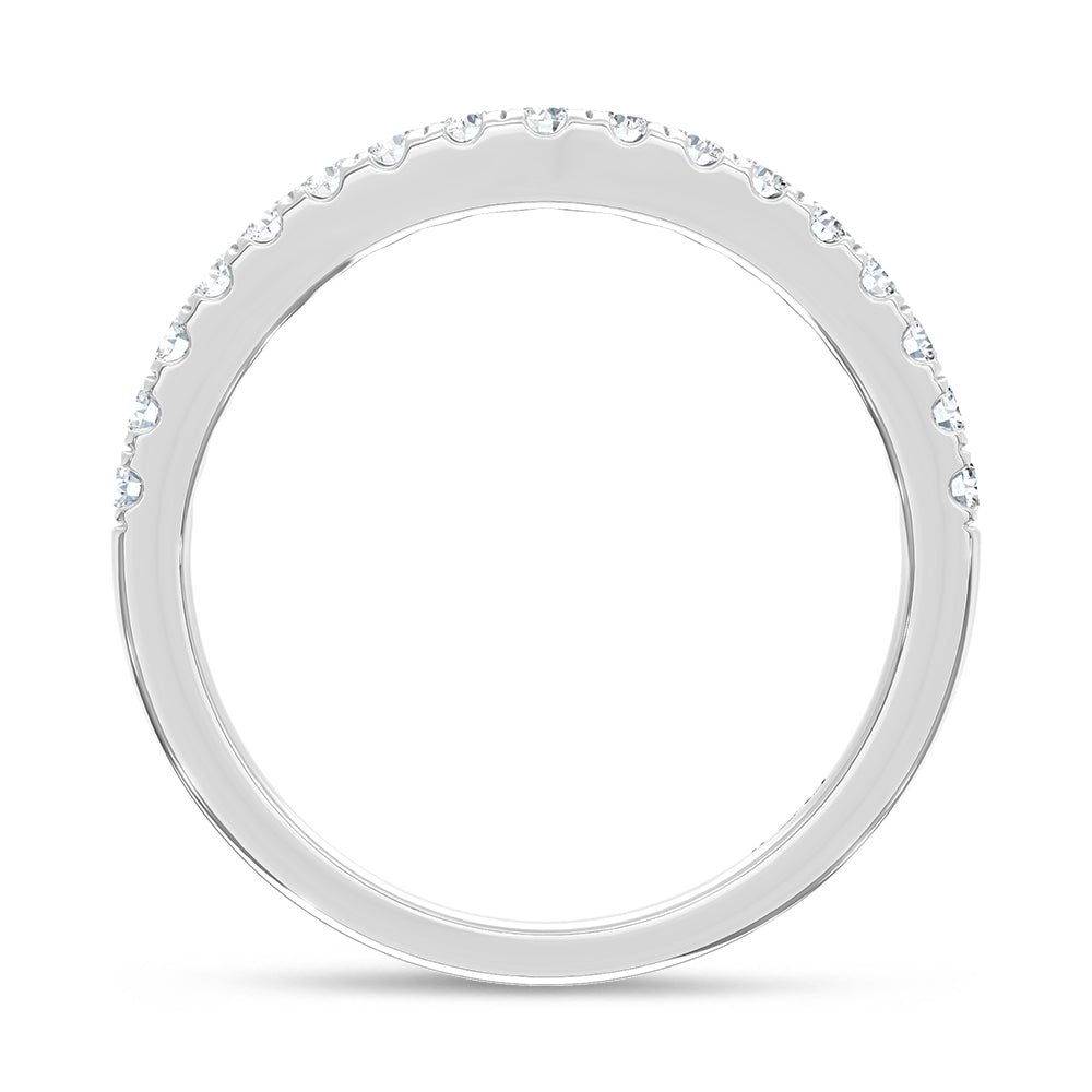 14K White Gold Lab Grown Diamond 1/3 ct. tw. Chevron Band, close-up of the diamond setting